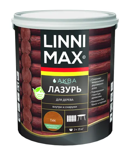 Аква Лазурь для дерева Тик 2,5л Лессирующий антисептик LINNIMAX купить в Санкт-Петербурге