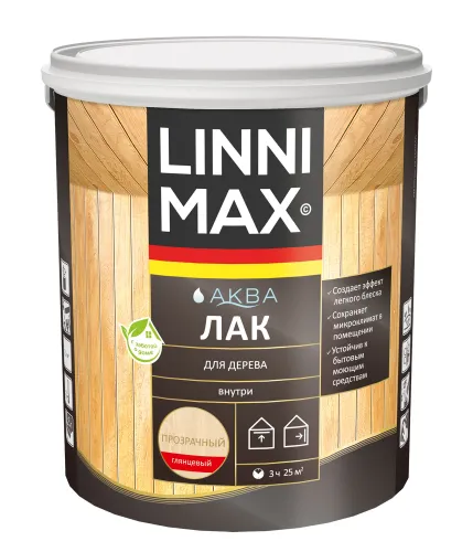 Аква Лак для дерева глянцевый 2,5л акриловый LINNIMAX купить в Санкт-Петербурге