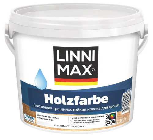 Holzfarbe 2,35л Краска водно-дисперсионная д/наружных и внутренних работ База3 LINNIMAX купить в Санкт-Петербурге