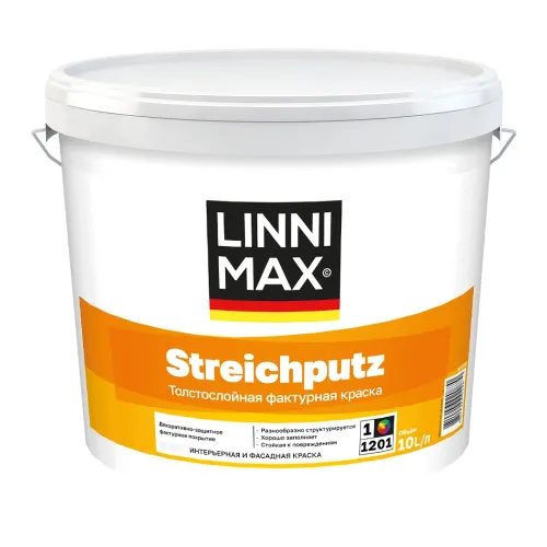 Краска (штукатурка) толстослойная фактурная LINNIMAX Streichputz / Штрайхпутц 16 кг купить в Санкт-Петербурге