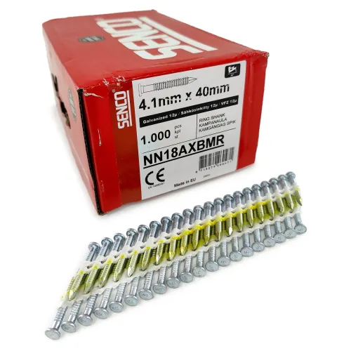 Упаковка реечных анкерных гвоздей Senco R34 цинк 12мкм Ring 12mu DP 4.1х40 1000шт/уп