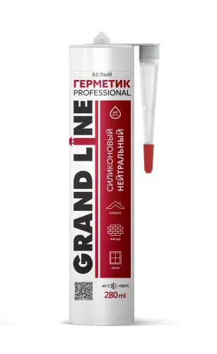 Герметик Grand Line Professional кровельный силиконовый нейтральный белый 280мл купить в Санкт-Петербурге