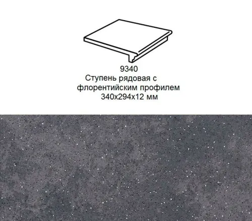 Ступень рядовая Stroher 9340 Keraplatte Roccia флорентинер 845 nero 340x294x12мм 4шт/уп купить в Санкт-Петербурге