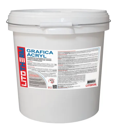 LITOTHERM GRAFICA ACRYL 25кг Штукатурка декоративная акриловая "короед" 2мм База А белый LITOKOL купить в Санкт-Петербурге