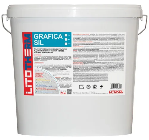 LITOTHERM GRAFICA SIL 25кг Силиконовая декоративная штукатурка "короед" 2,5мм База А (белый) LITOKOL купить в Санкт-Петербурге