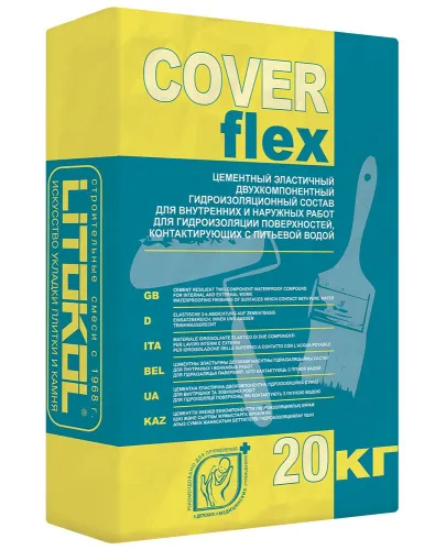 COVERFLEX A 20кг Гидроизоляция цементная светло-серый LITOKOL купить в Санкт-Петербурге