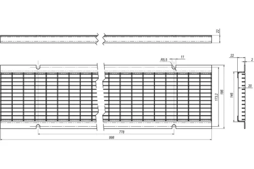 Решетка стальная ячеистая SteeStart DN150 B125 купить в Санкт-Петербурге