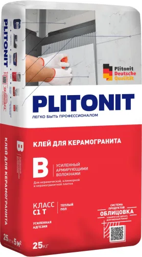 В 5кг Клей для керамической плитки внутри помещений (кл.С1Т) PLITONIT купить в Санкт-Петербурге