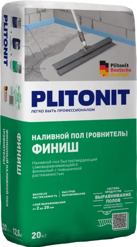 Финиш 20кг Ровнитель быстротвердеющий самовыравнивающийся финишный PLITONIT купить в Москве