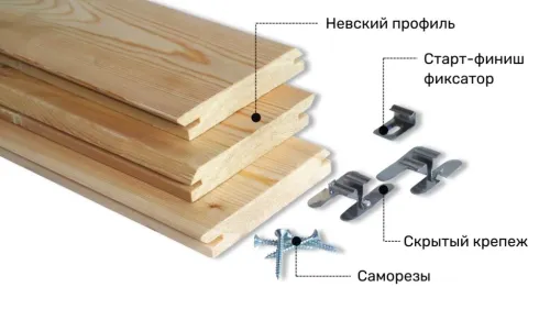 Комплект БлицПланк Доска фасадная Лиственница 20х95х2000мм-5шт с НЕРЖ крепежом д/деревянной лаги купить в Санкт-Петербурге