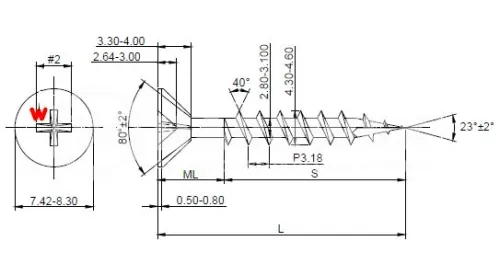 DECOVER Винты по дереву для HWX1-GF-SP-4.2х38мм Phillips №2 GREY E-COAT 300шт/упак купить в Санкт-Петербурге