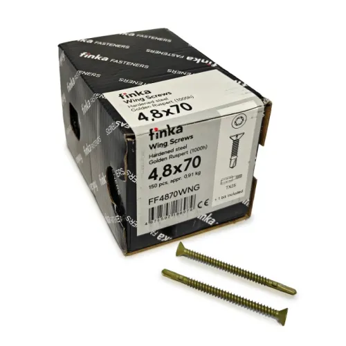 Упаковка шурупов флюгельных Finka Wing Screws 4.8x70TX25 Golden Ruspert 150шт/уп купить в Санкт-Петербурге