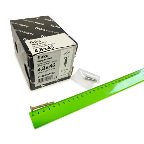Упаковка шурупов флюгельных Finka Wing Screws 4.8x45TX25 Golden Ruspert 200шт/уп купить в Санкт-Петербурге