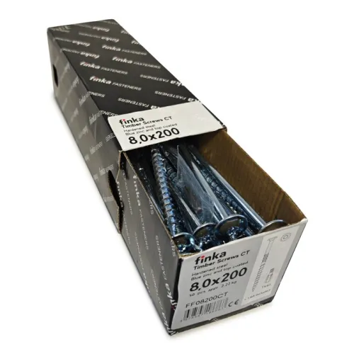 Упаковка шурупов конструкционных Finka Timber Screws CT 8.0x200TX40 голубой цинк, тарелка 50шт/уп купить в Санкт-Петербурге