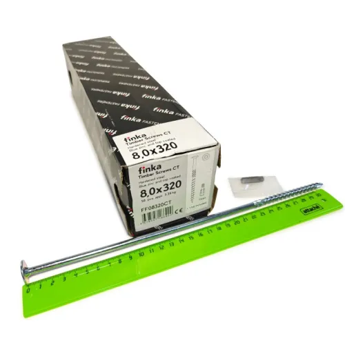 Упаковка шурупов конструкционных Finka Timber Screws CS 8.0x320TX40 голубой цинк, потай 50шт/уп купить в Санкт-Петербурге