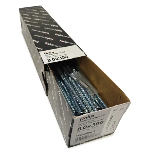 Упаковка шурупов конструкционных Finka Timber Screws CS 8.0x300TX40 голубой цинк, потай 50шт/уп купить в Санкт-Петербурге