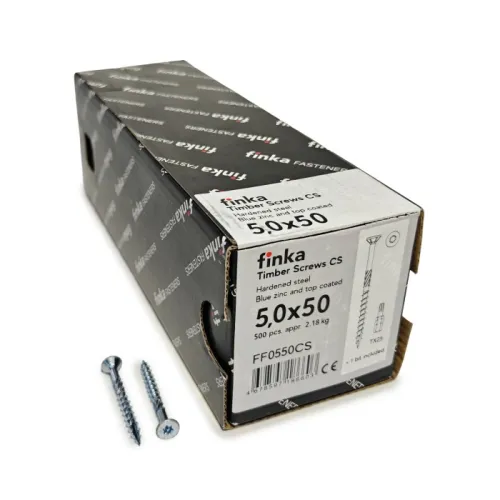 Упаковка шурупов конструкционных FINKA Timber Screws CS TX25 5.0х50 голубой цинк потай 500шт/уп купить в Санкт-Петербурге