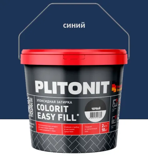 Colorit EasyFill 2кг Затирка эпоксидная для межплит.швов и реактив.клей для плитки синий PLITONIT купить в Санкт-Петербурге