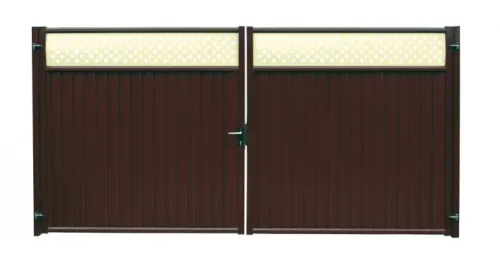 Ворота распашные Estet Plus 2400х3600мм 8017/1014 коричневый Grand Line купить в Санкт-Петербурге