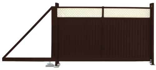 Ворота откатные Estet Plus 2000х4500мм 6005/1014 темно-зеленый Grand Line купить в Санкт-Петербурге