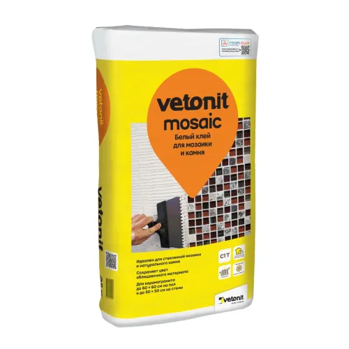 Клей для укладки камня, керамогранитной и керамической плитки C1T Vetonit mosaic 25кг купить в Санкт-Петербурге